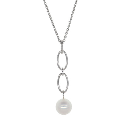 Collar Oro Blanco Perla y Diamantes, CO0812442 - Joyería Rometsch