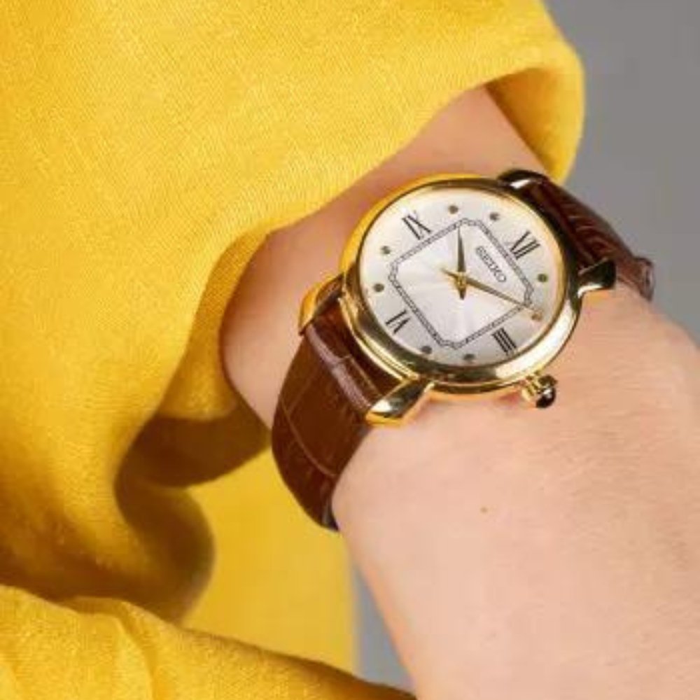 Reloj SEIKO Mujer Cuero Dorado SUR500P1 - Joyería Rometsch