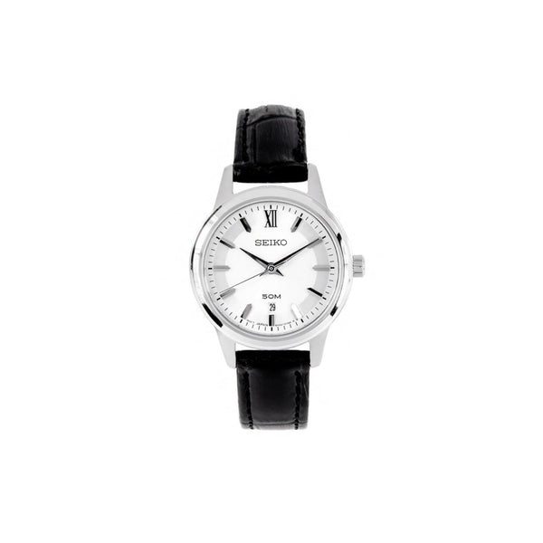 Montre Seiko Femme élégante – 29 Mm, Cadran Blanc, Acier, 10 ATM, Neuve Avec étiquettes