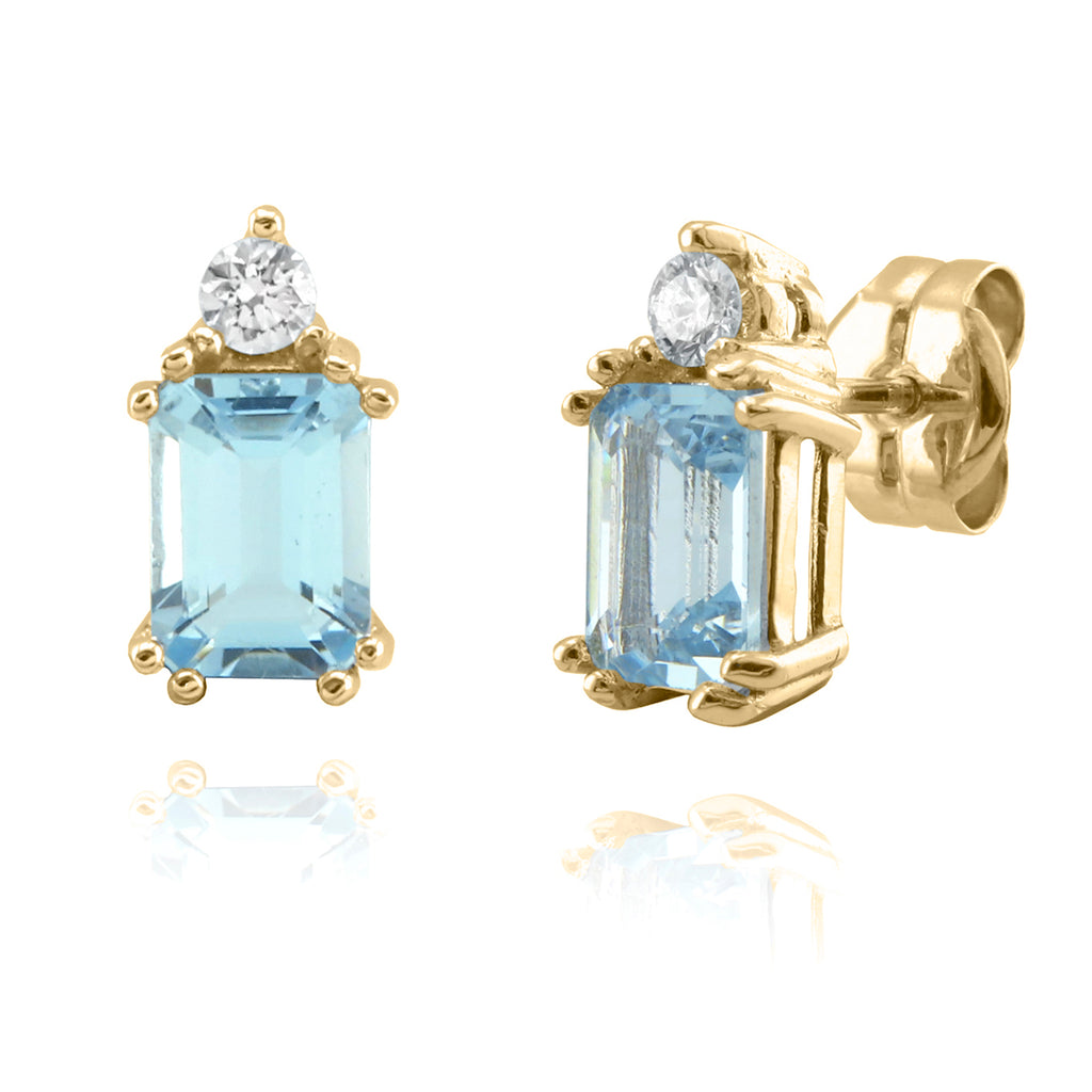 Aros Oro Amarillo Aguamarina y Brillantes AR-13786