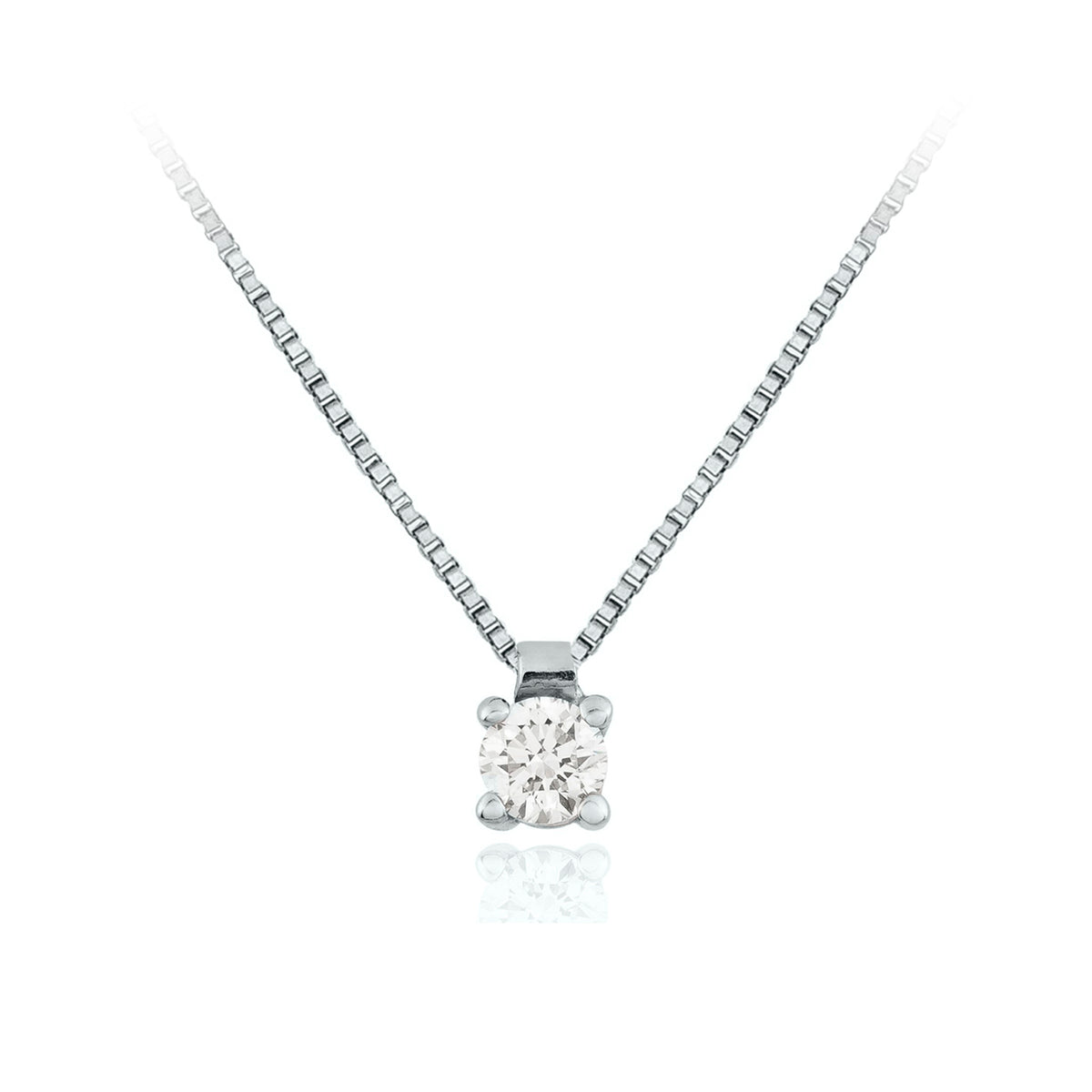 Collar Oro Blanco y Brillante CO-14695