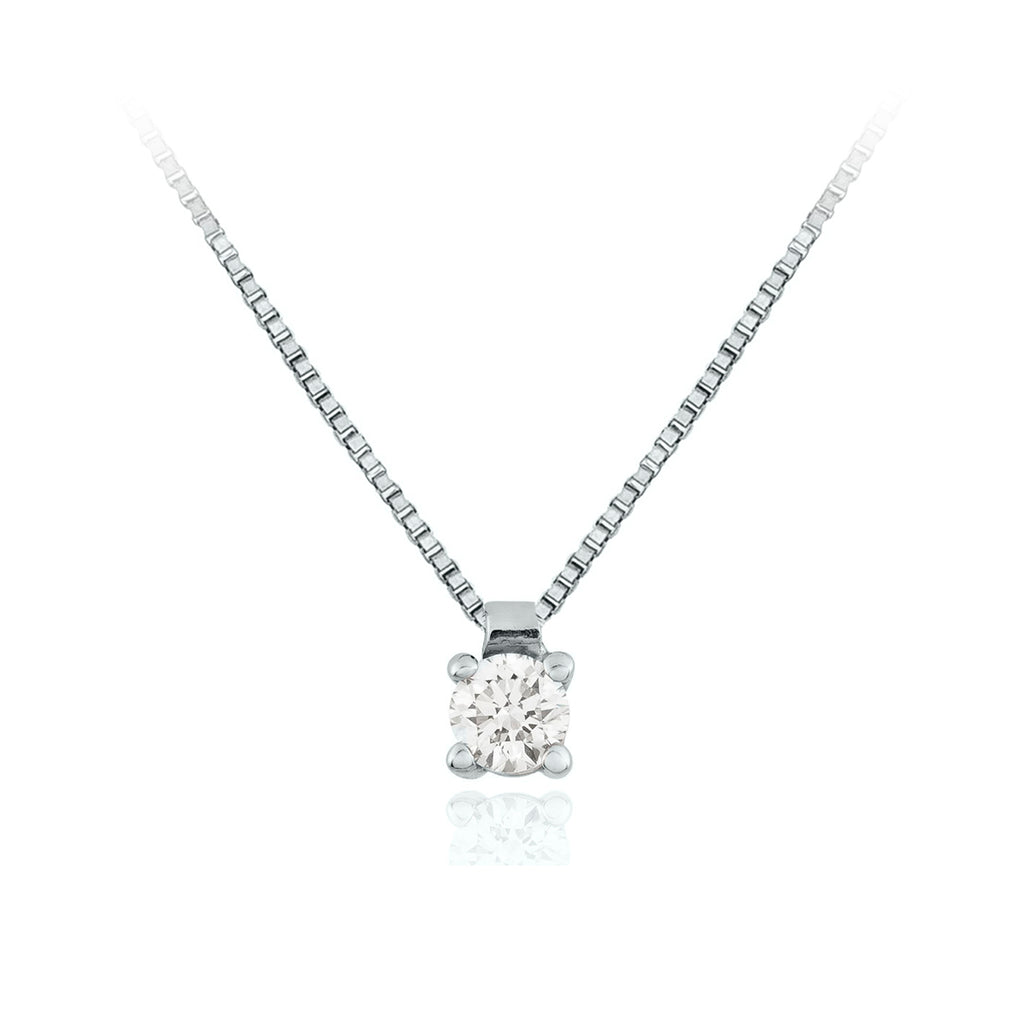 Collar Oro Blanco y Brillante CO-14695