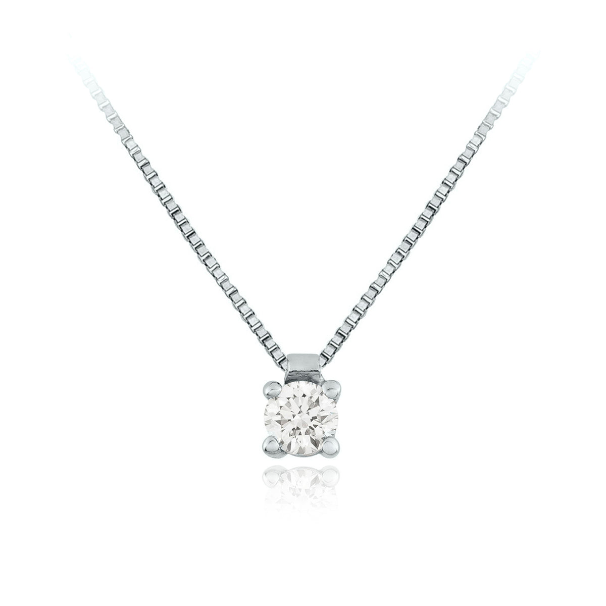 Collar Oro Blanco y Brillante CO-14700