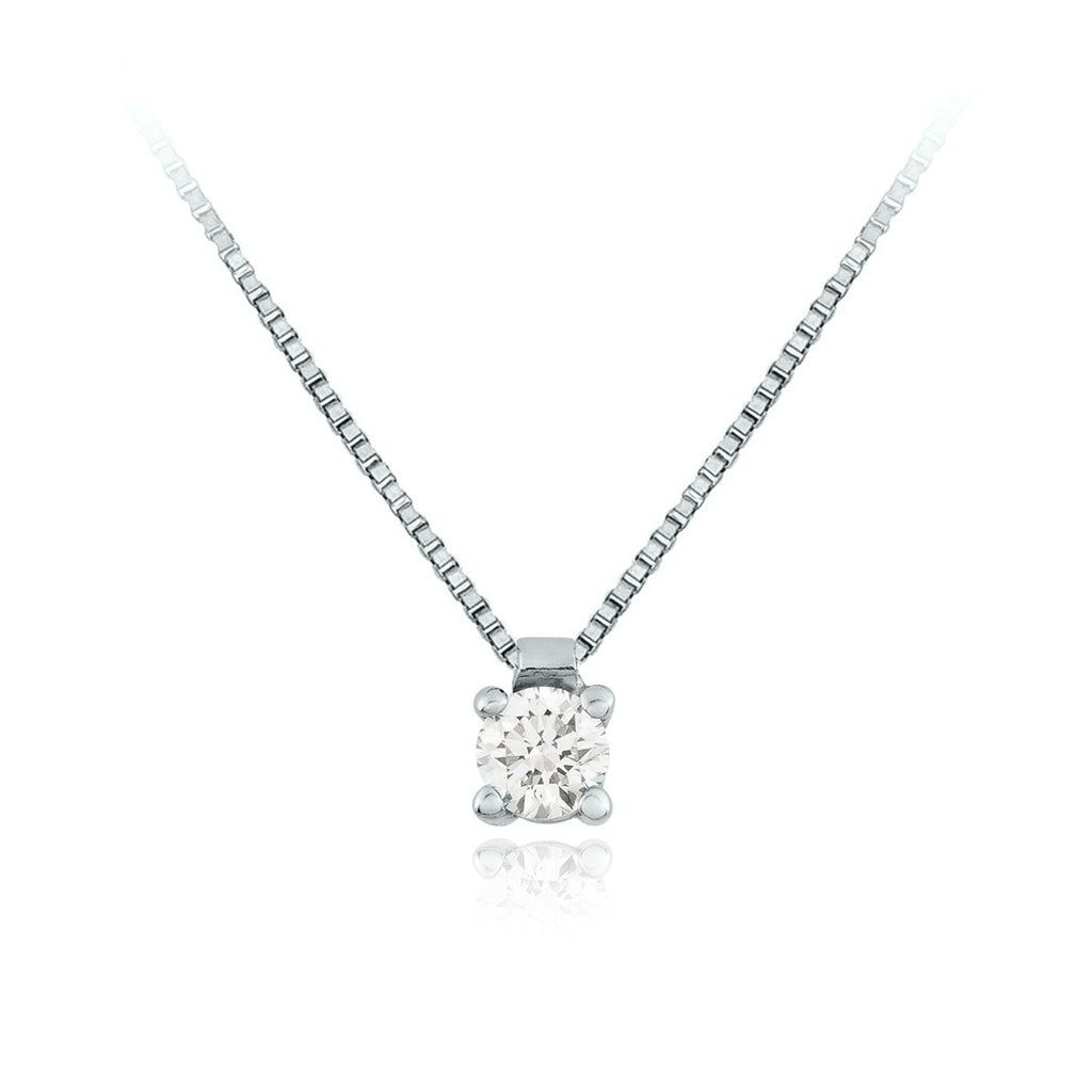 Collar Oro Blanco y Brillante CO-14700