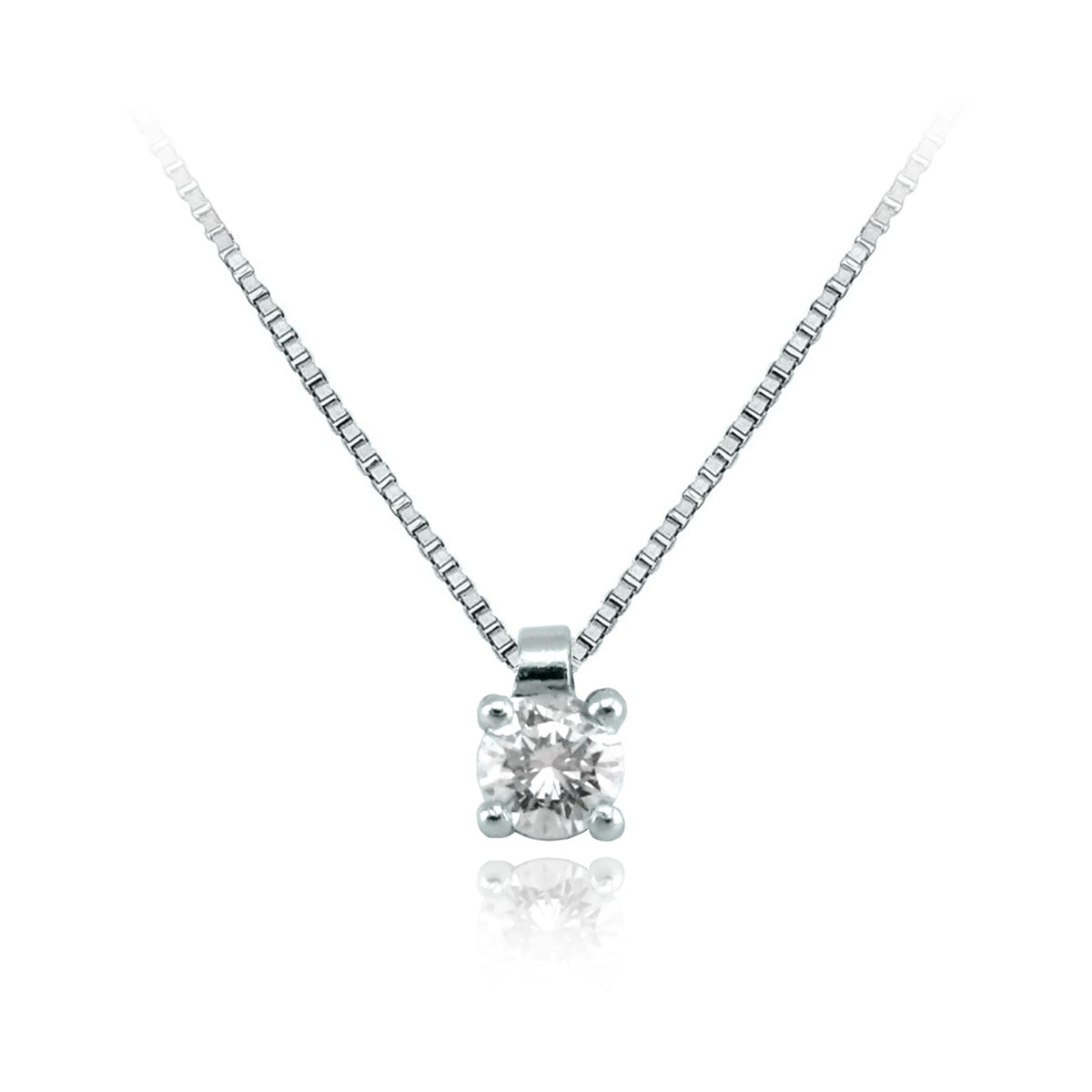Collar Oro Blanco y Brillante CO-14702