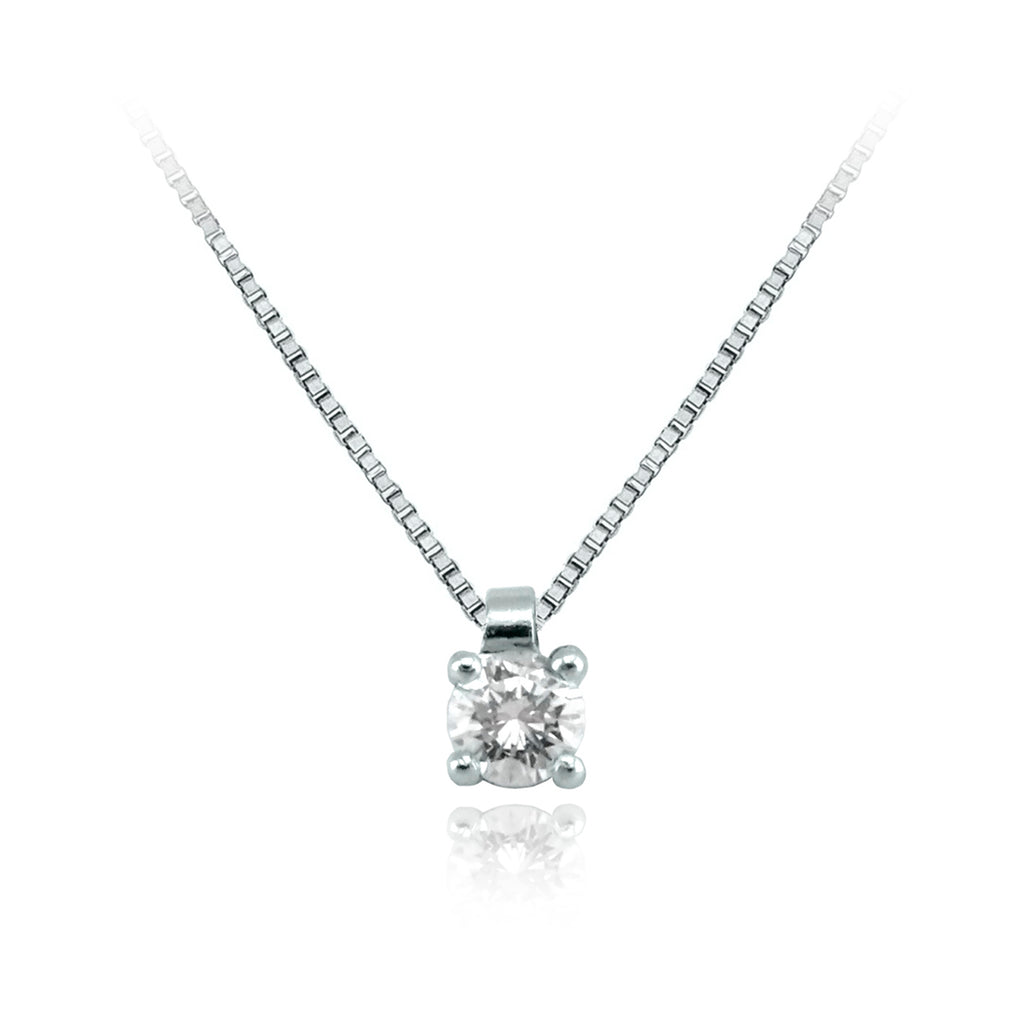 Collar Oro Blanco y Brillante CO-14702