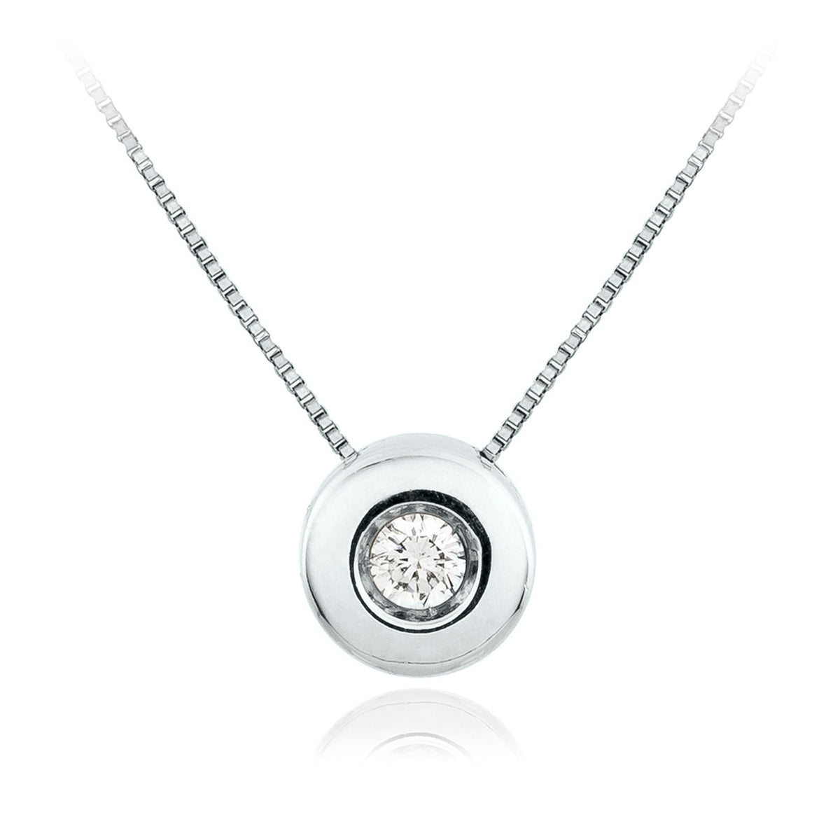 Collar Oro Blanco y Brillante Punto de Luz CO13296