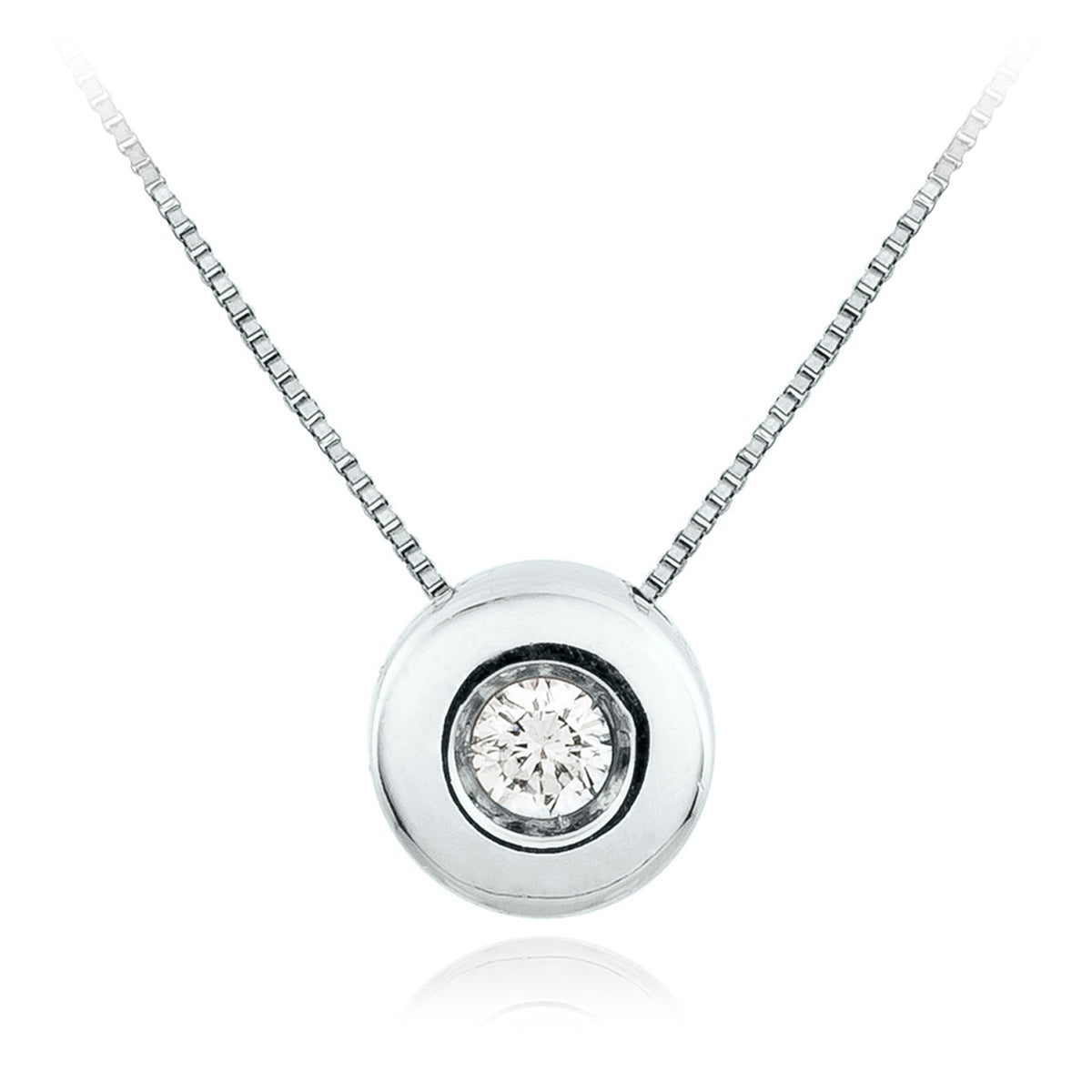 Collar Oro Blanco y Brillante Punto de Luz CO13300