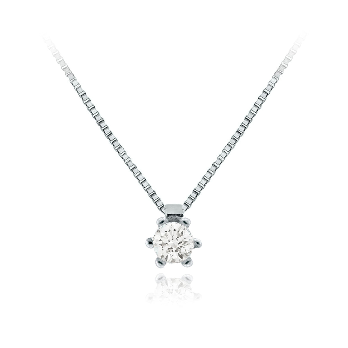 Collar Oro Blanco y Brillante CO-14698