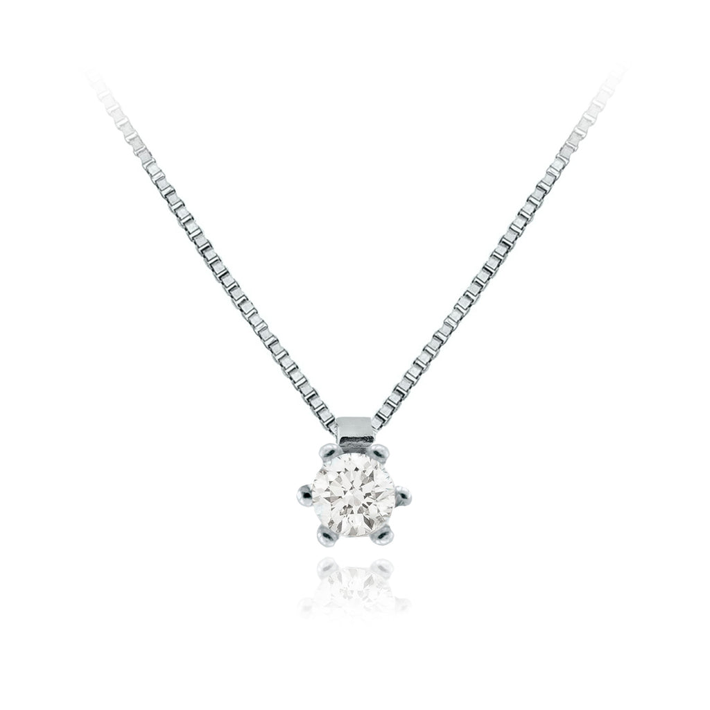 Collar Oro Blanco y Brillante CO-14698
