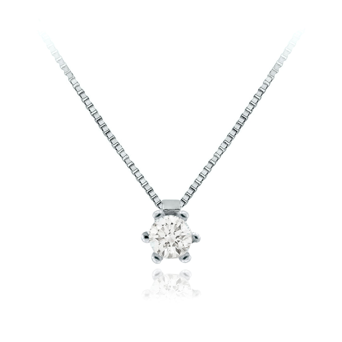 Collar Oro Blanco y Brillante CO-14704