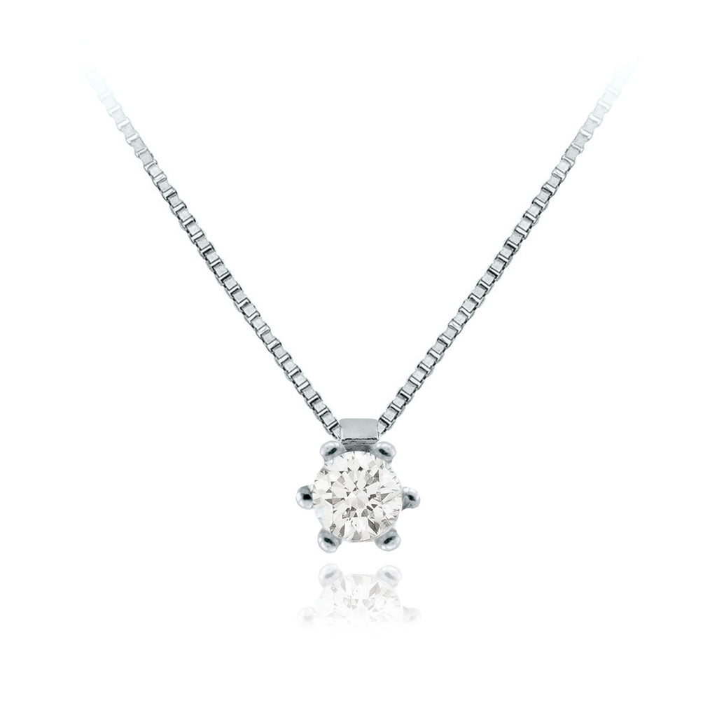 Collar Oro Blanco y Brillante CO-14704