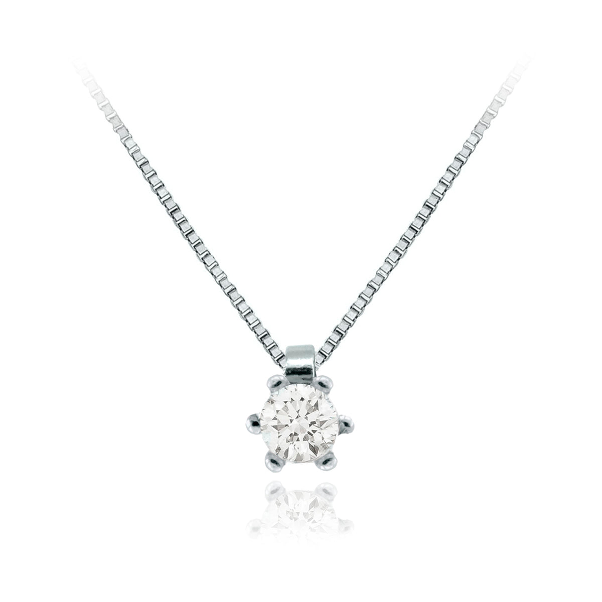 Collar Oro Blanco y Brillante CO-14705