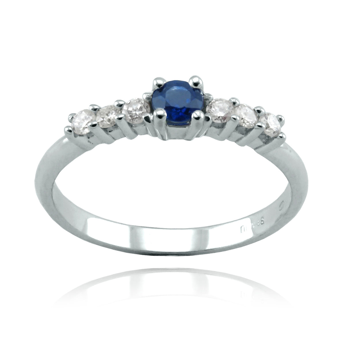 Anillo Oro Blanco Zafiro y Brillantes AN-14717
