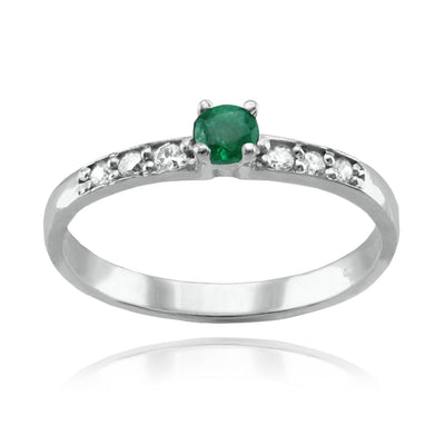 Anillo Oro Blanco Esmeralda y Brillantes AN-14719