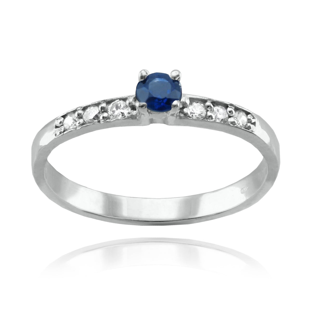 Anillo Oro Blanco Zafiro y Brillantes AN-14720
