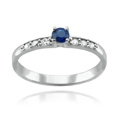 Anillo Oro Blanco Zafiro y Brillantes AN-14720