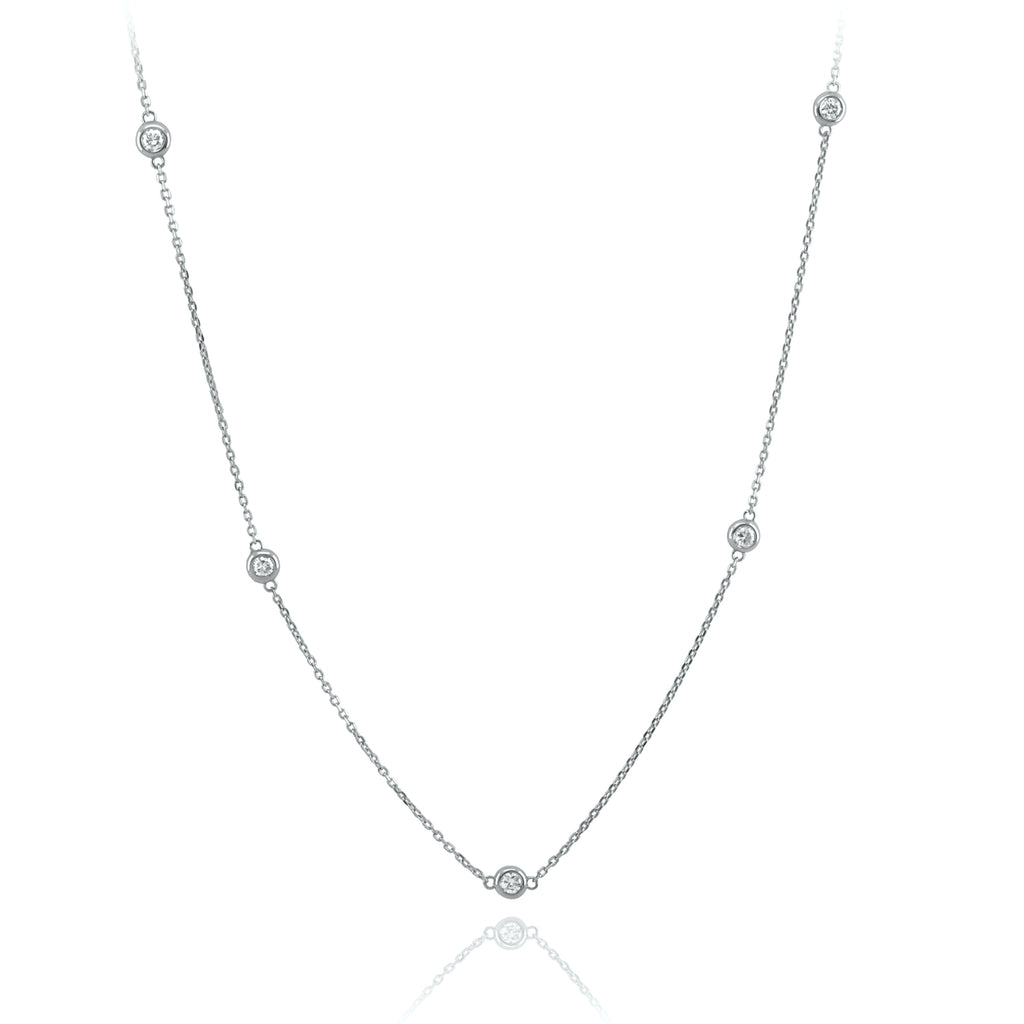 Collar Oro Blanco y Brillantes CO-13800