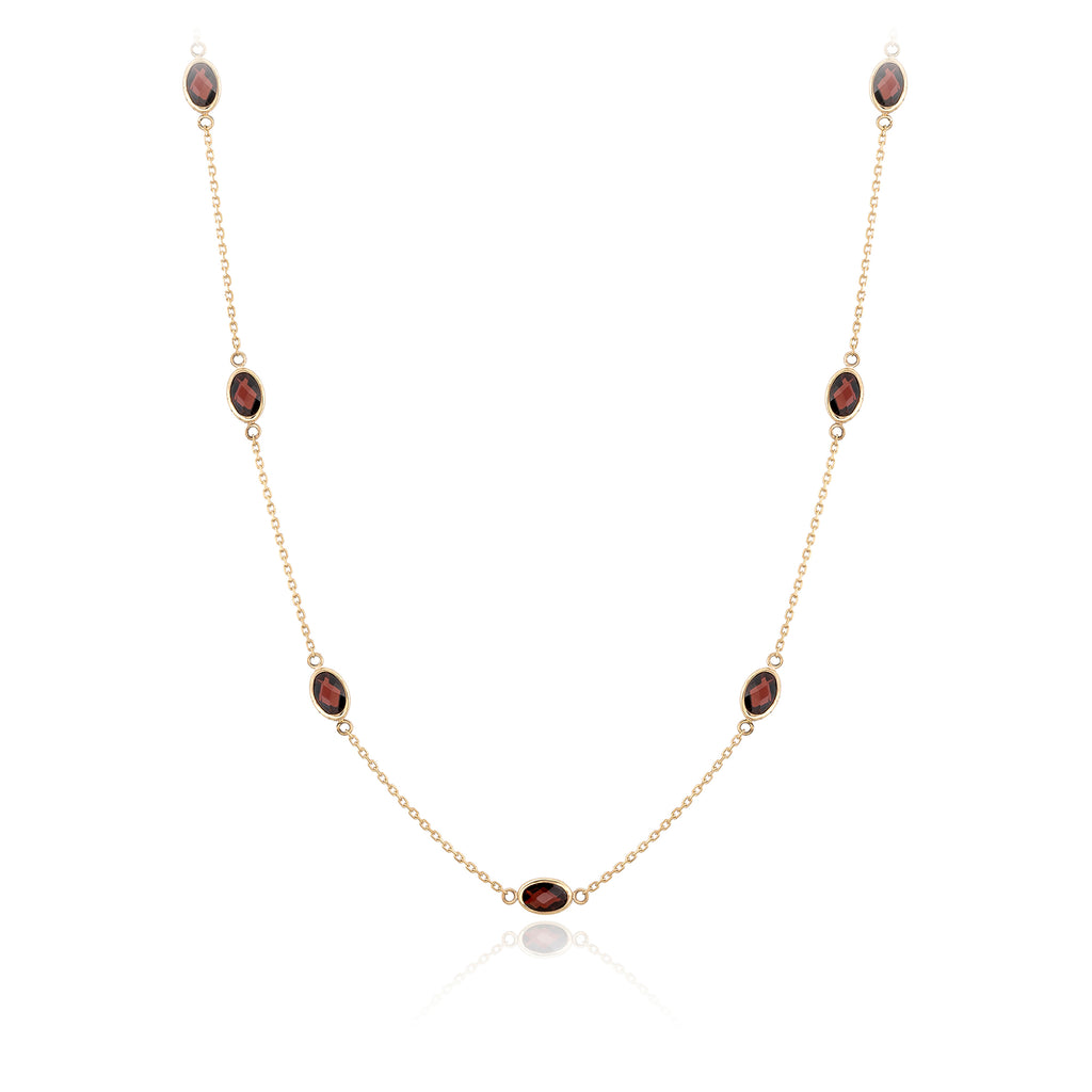 Collar Oro Amarillo y Granate CO-13802