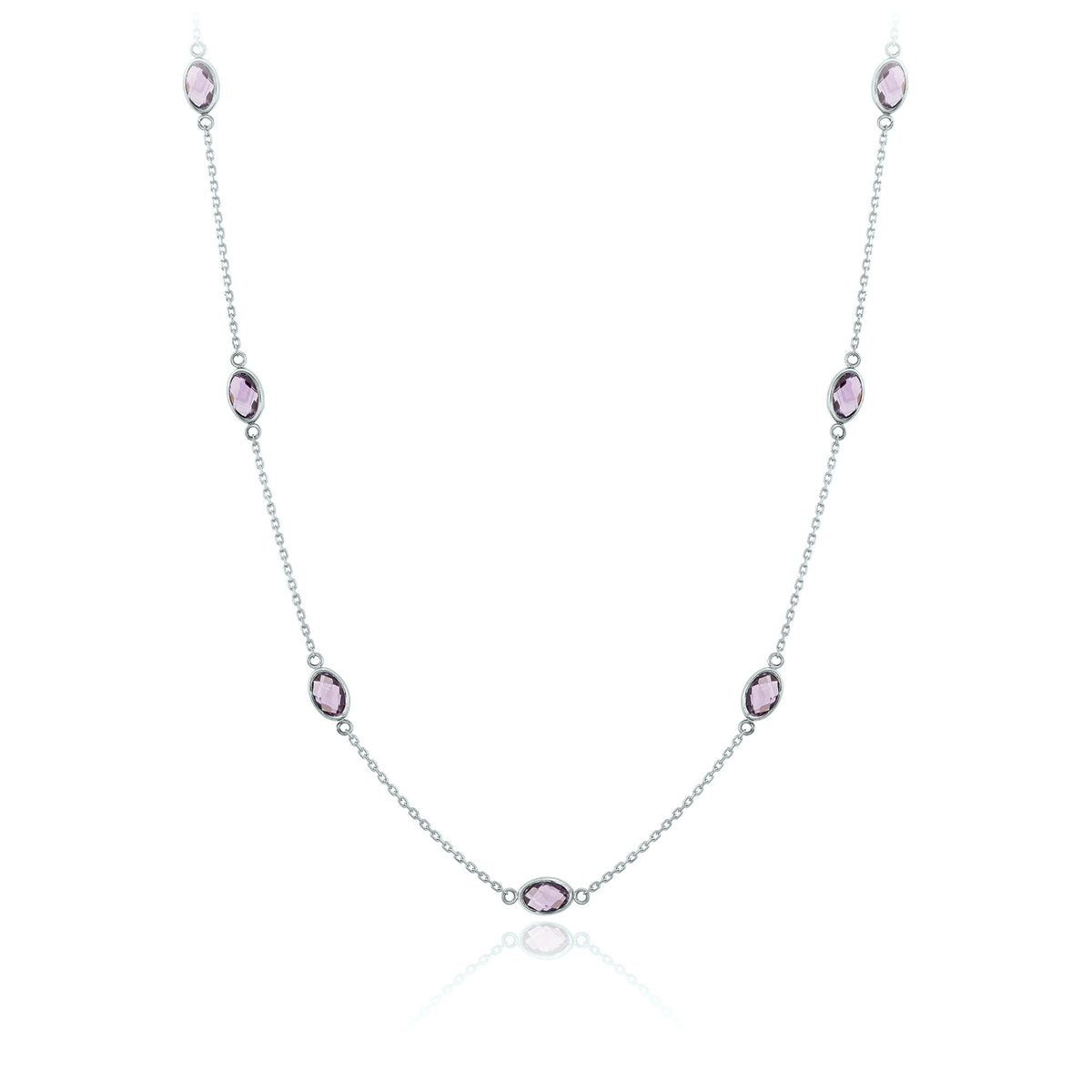 Collar Oro Blanco y Amatista CO-13804