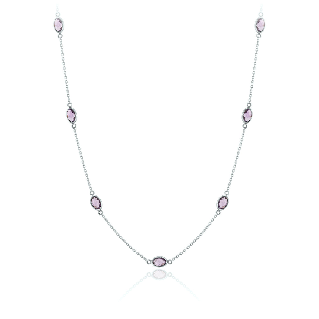 Collar Oro Blanco y Amatista CO-13804