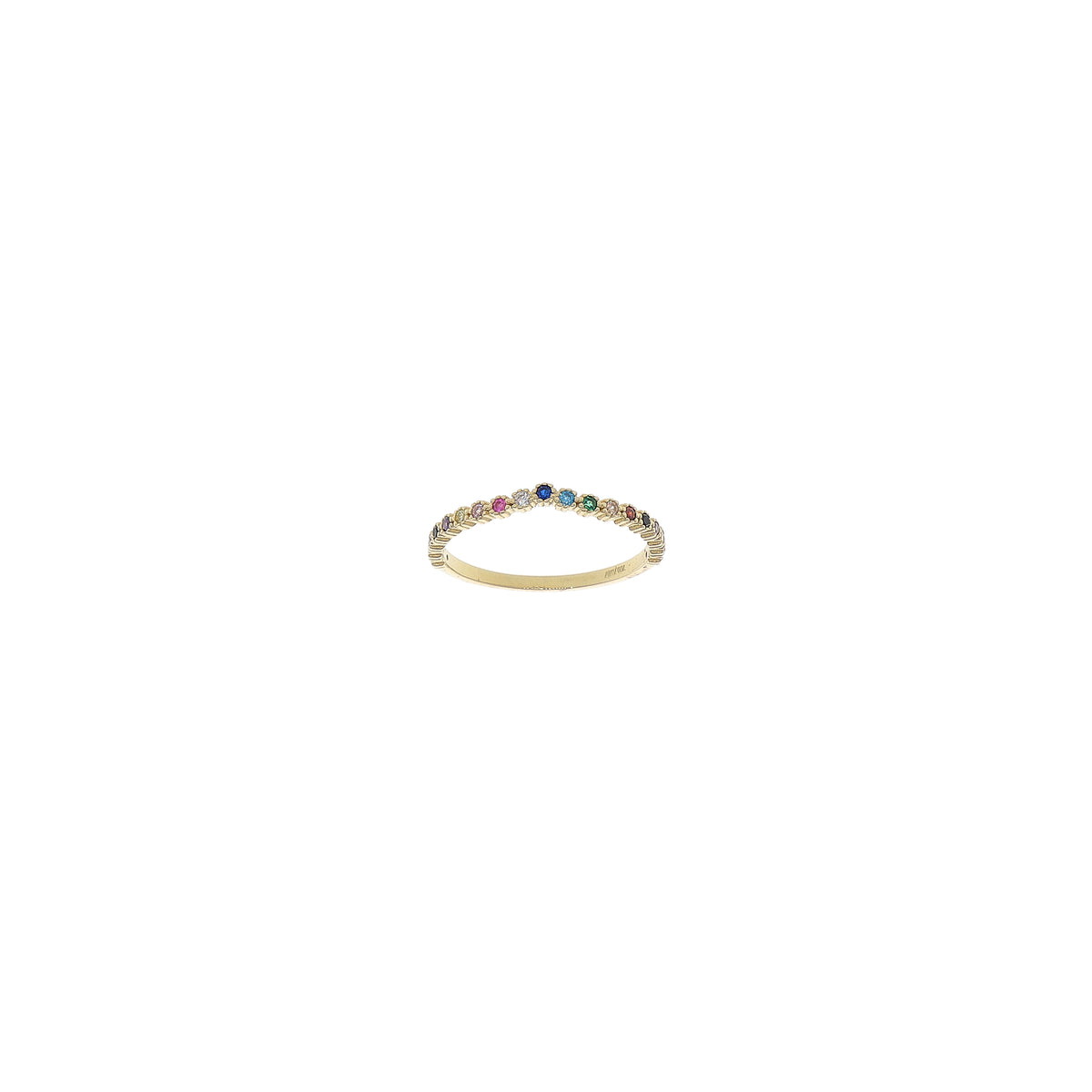 Anillo Oro Amarillo con Circones de Colores, AN-12061