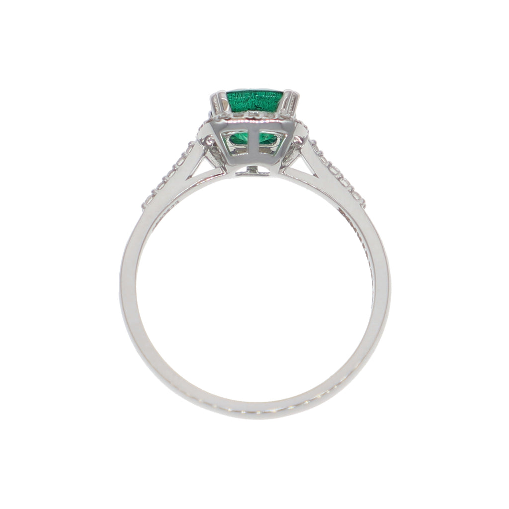 Anillo Oro Blanco Esmeralda y Brillantes AN-13935