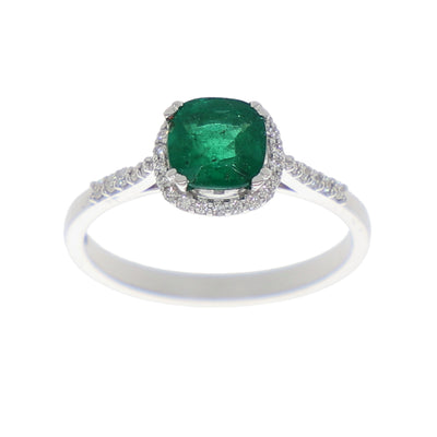 Anillo Oro Blanco Esmeralda y Brillantes AN-13935