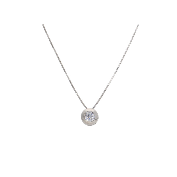 Collar Oro Blanco y Circón Punto de Luz CO13174