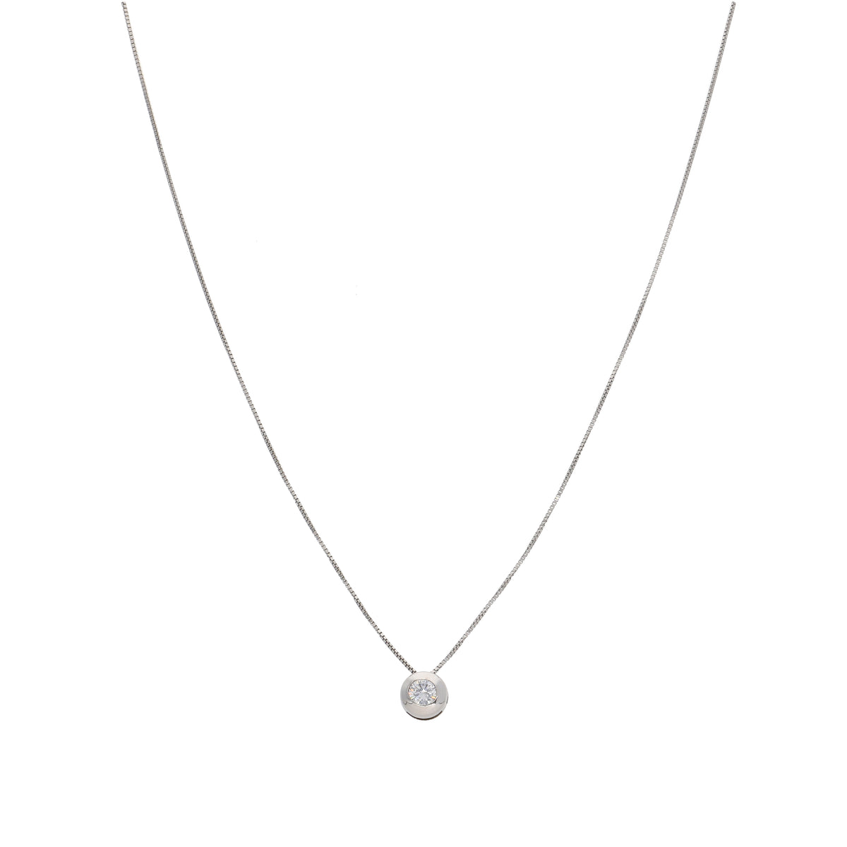 Collar Oro Blanco y Circón Punto de Luz CO13176