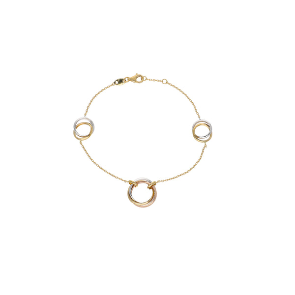Pulsera Oro Amarillo, Blanco y Rosa PU13226