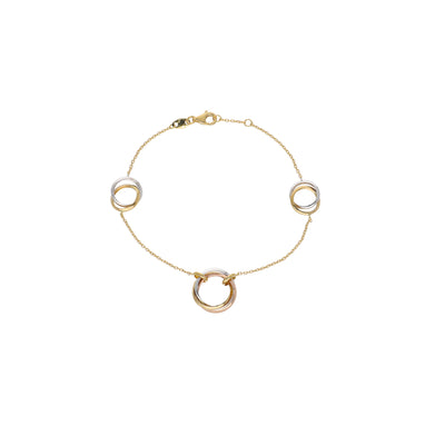 Pulsera Oro Amarillo, Blanco y Rosa PU13226