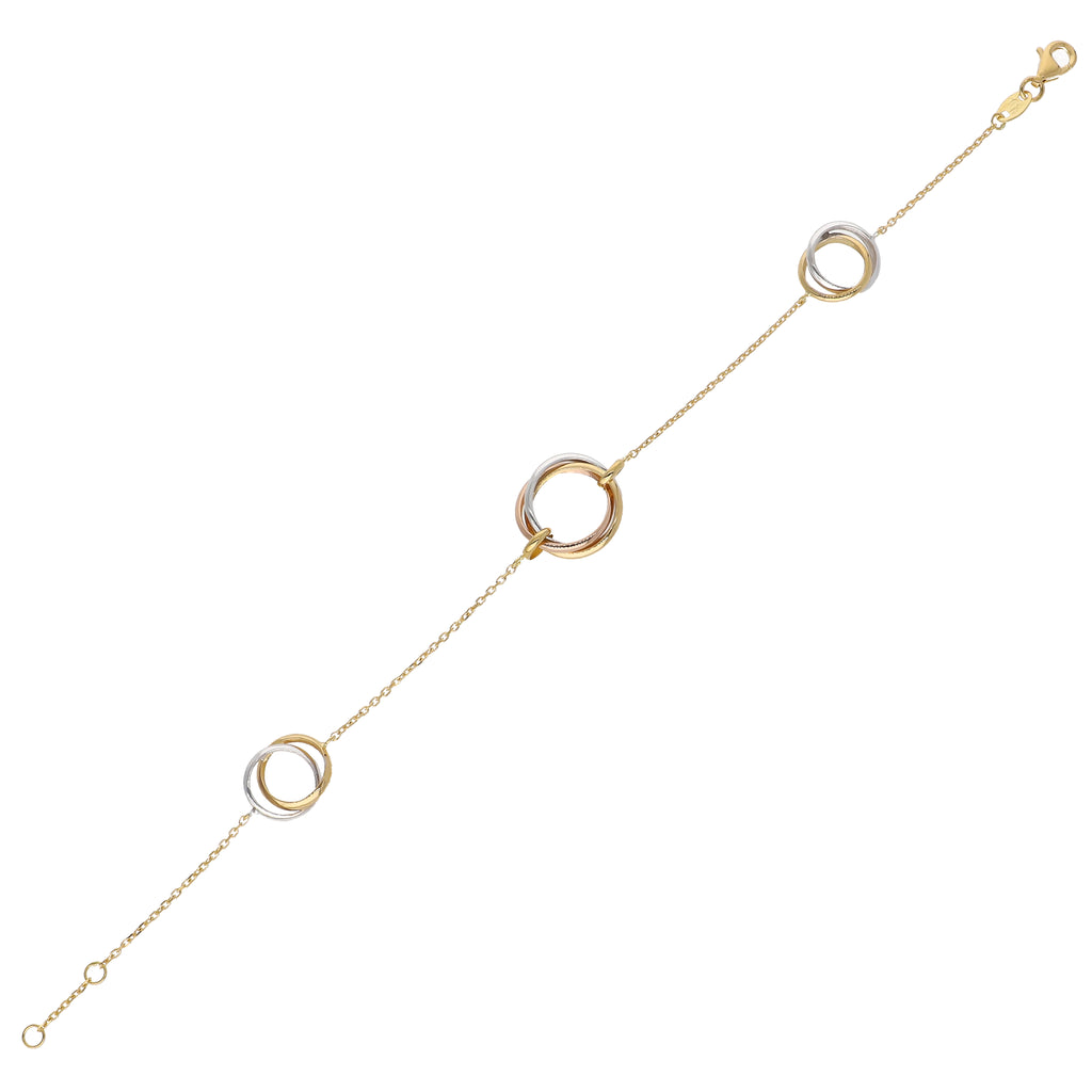 Pulsera Oro Amarillo, Blanco y Rosa PU13226