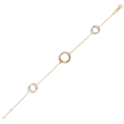 Pulsera Oro Amarillo, Blanco y Rosa PU13226