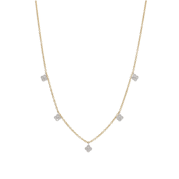 Collar Oro Amarillo, Blanco y Brillantes CO13234