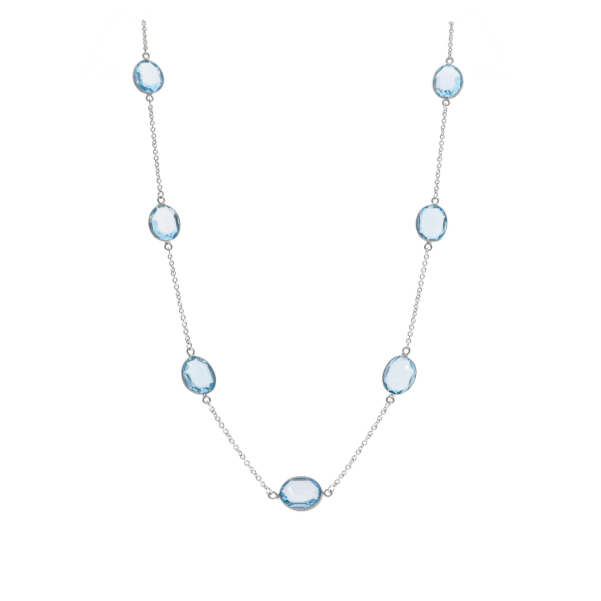 Collar Oro Blanco y Topacio Azul CO13236