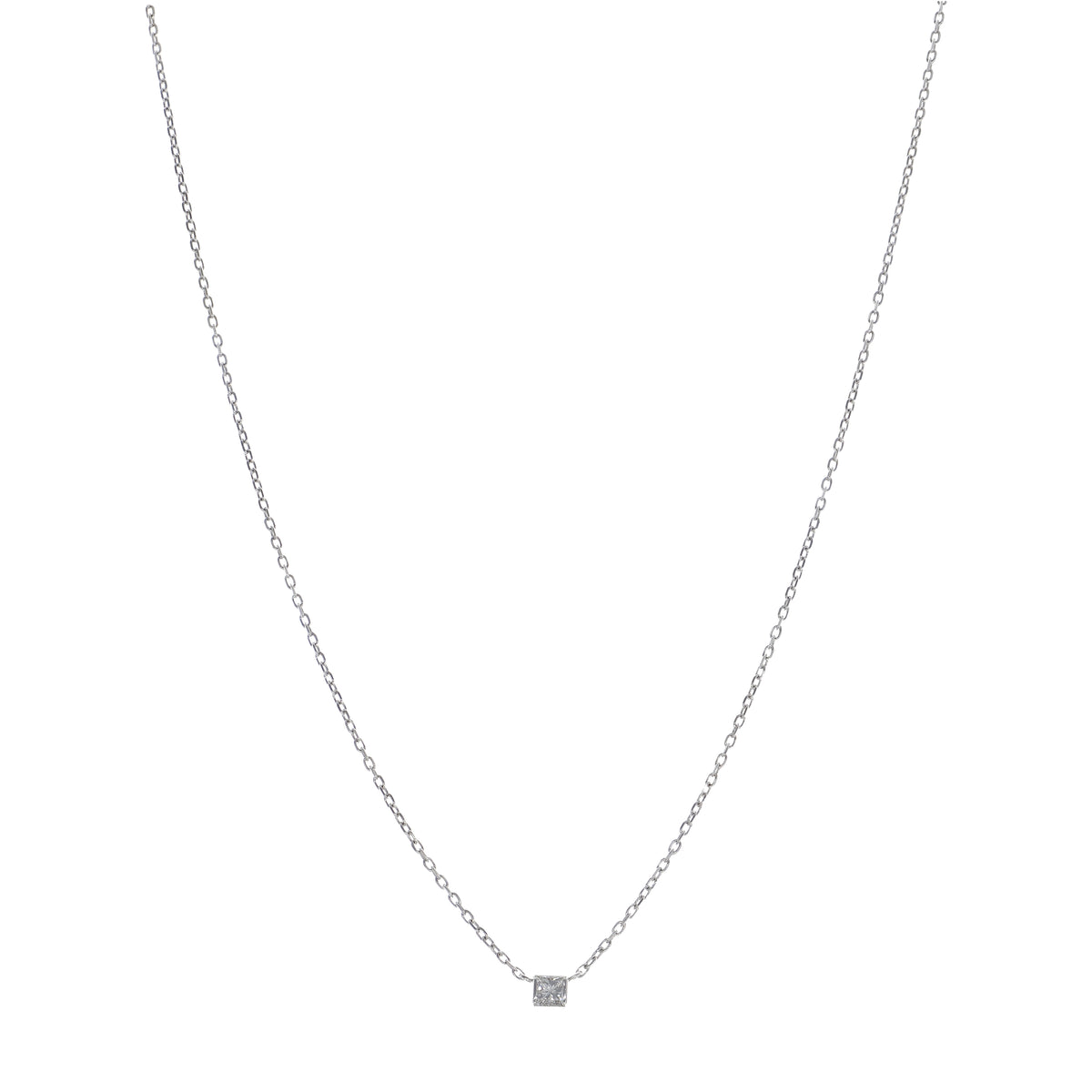 Collar Oro Blanco Brillante Punto de Luz CO13540