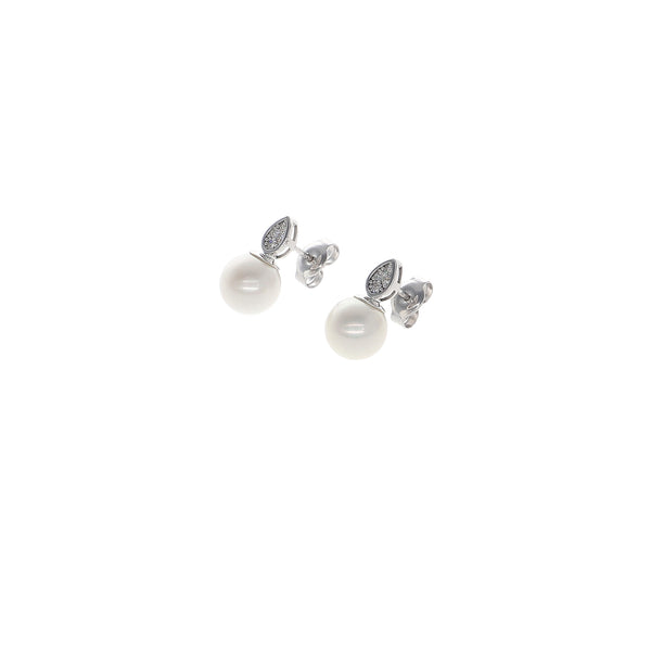 Aros Oro Blanco Brillantes y Perlas Cultivadas AR13547