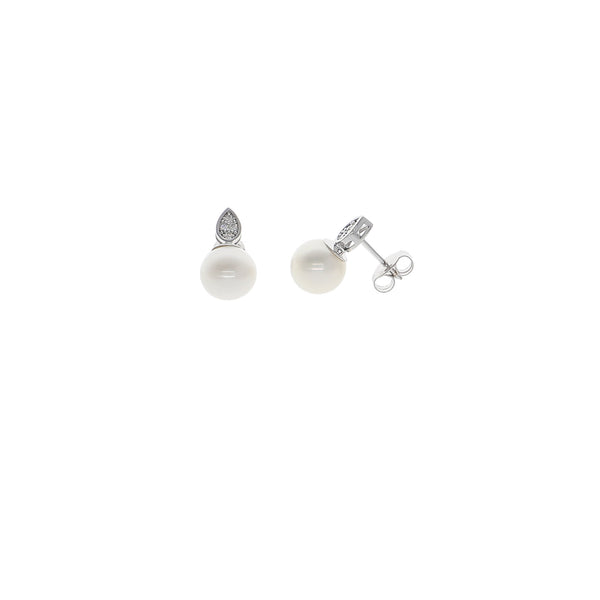 Aros Oro Blanco Brillantes y Perlas Cultivadas AR13547