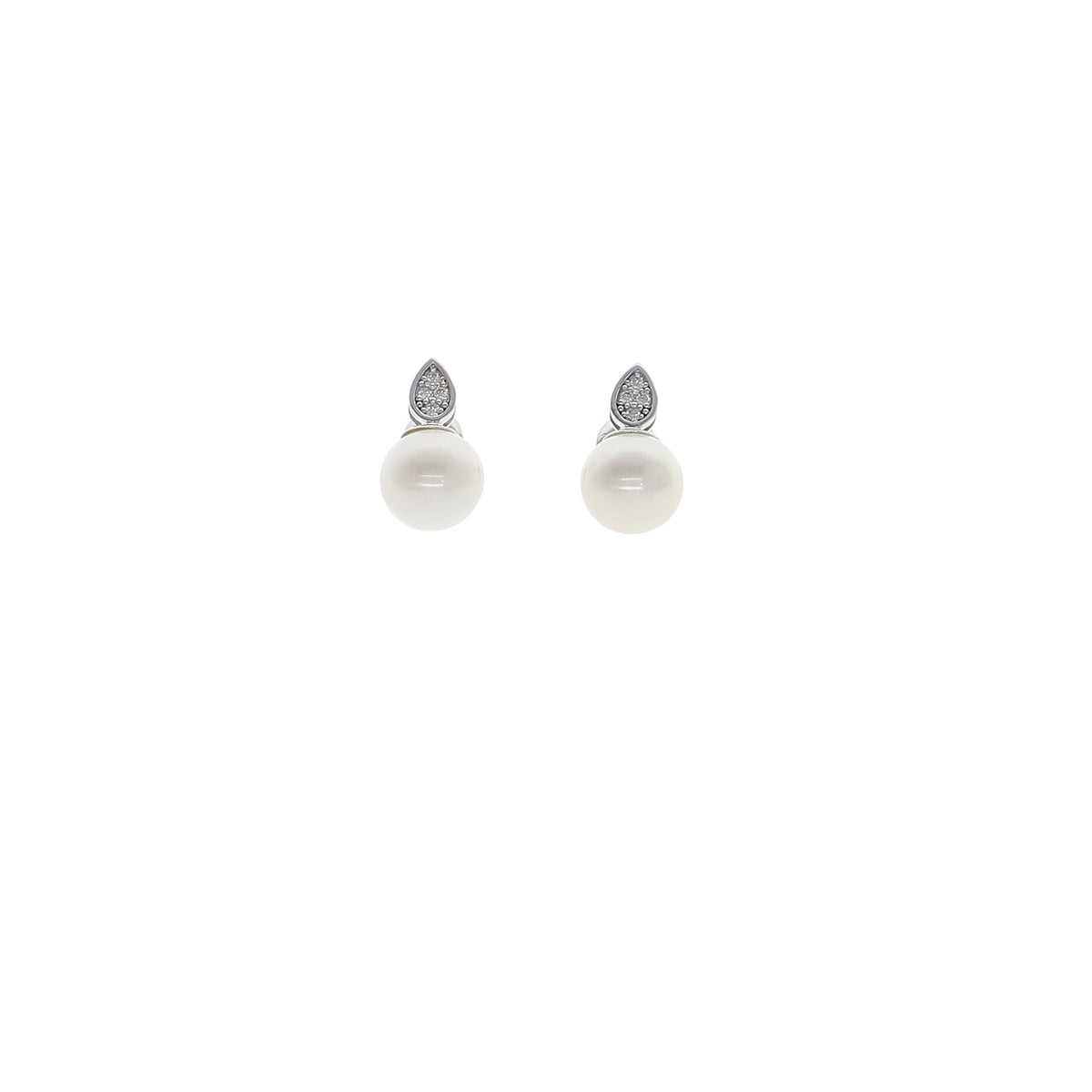 Aros Oro Blanco Brillantes y Perlas Cultivadas AR13547