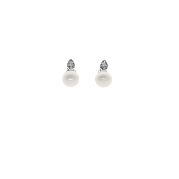 Aros Oro Blanco Brillantes y Perlas Cultivadas AR13547