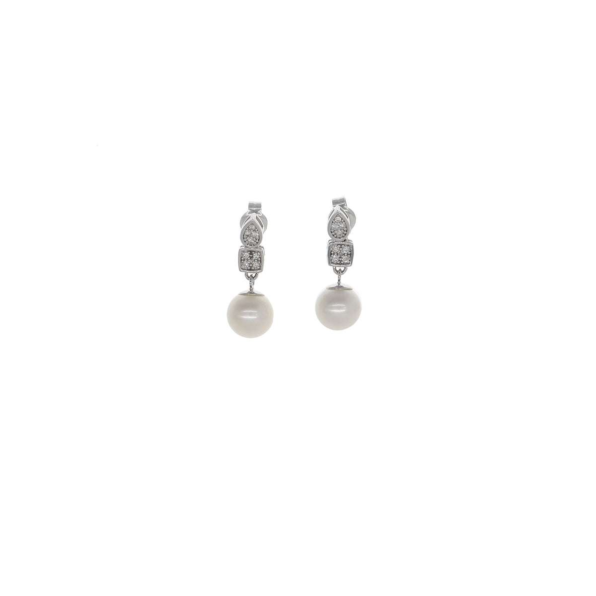 Aros Oro Blanco, Brillantes y Perla Cultivada AR13548