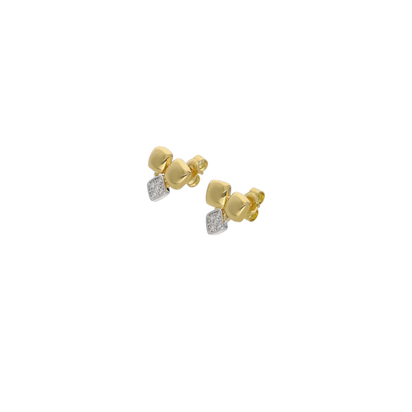 Aros Oro Amarillo Blanco y Brillantes AR13549