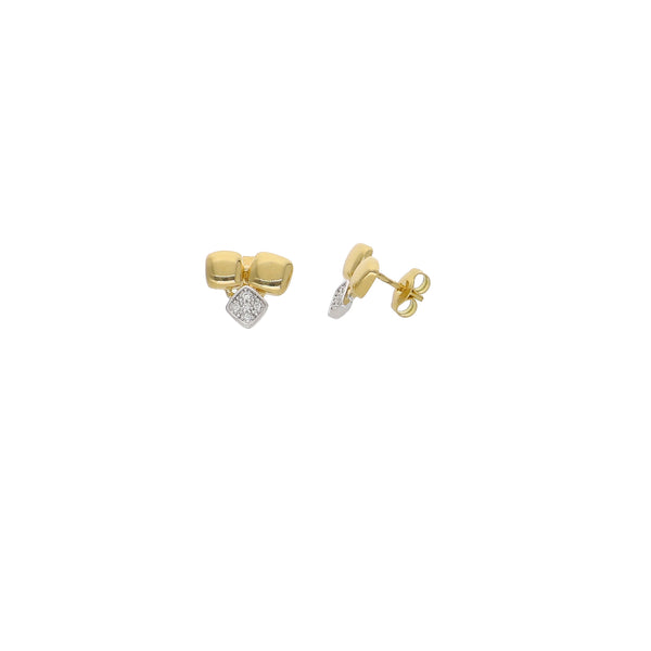 Aros Oro Amarillo Blanco y Brillantes AR13549