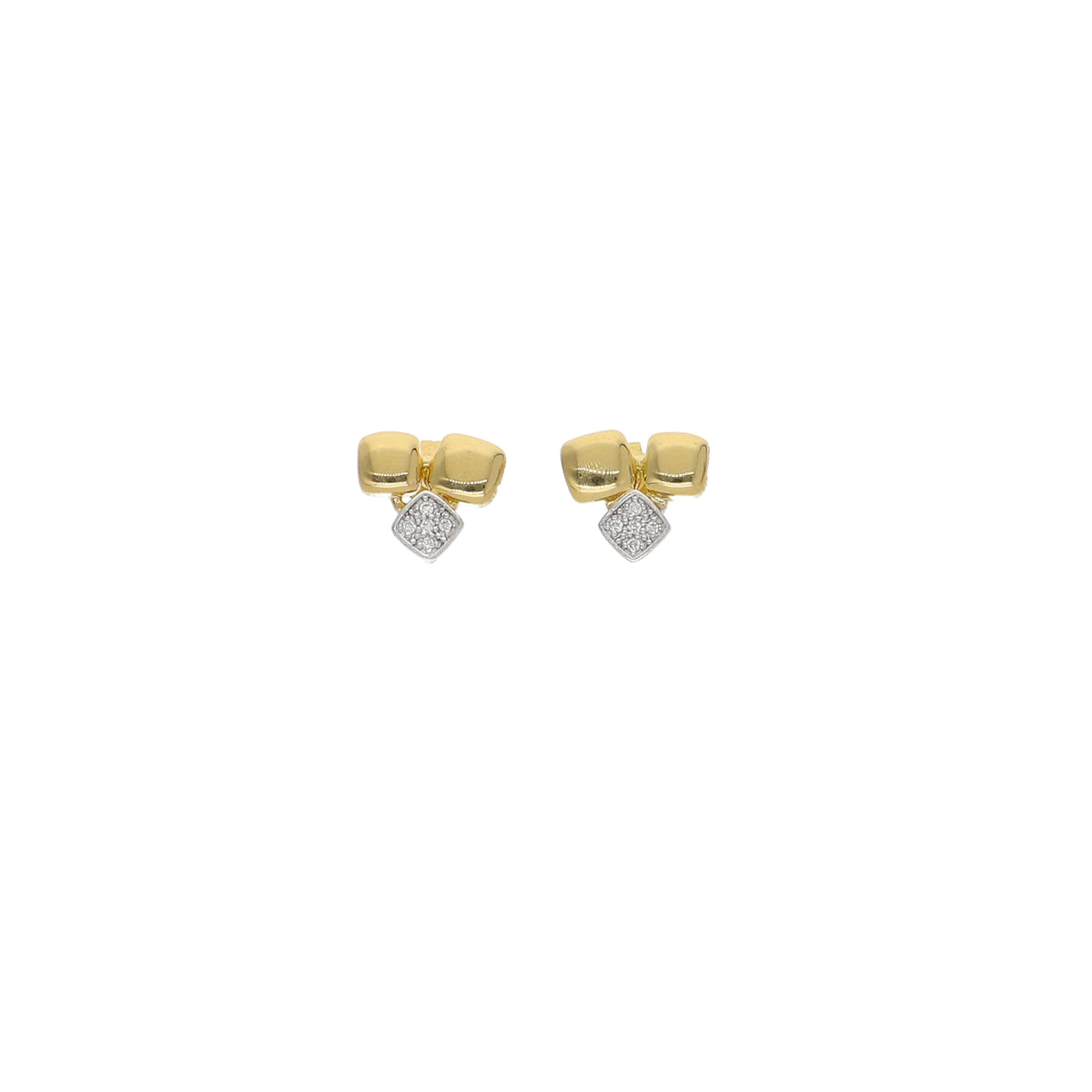 Aros Oro Amarillo Blanco y Brillantes AR13549