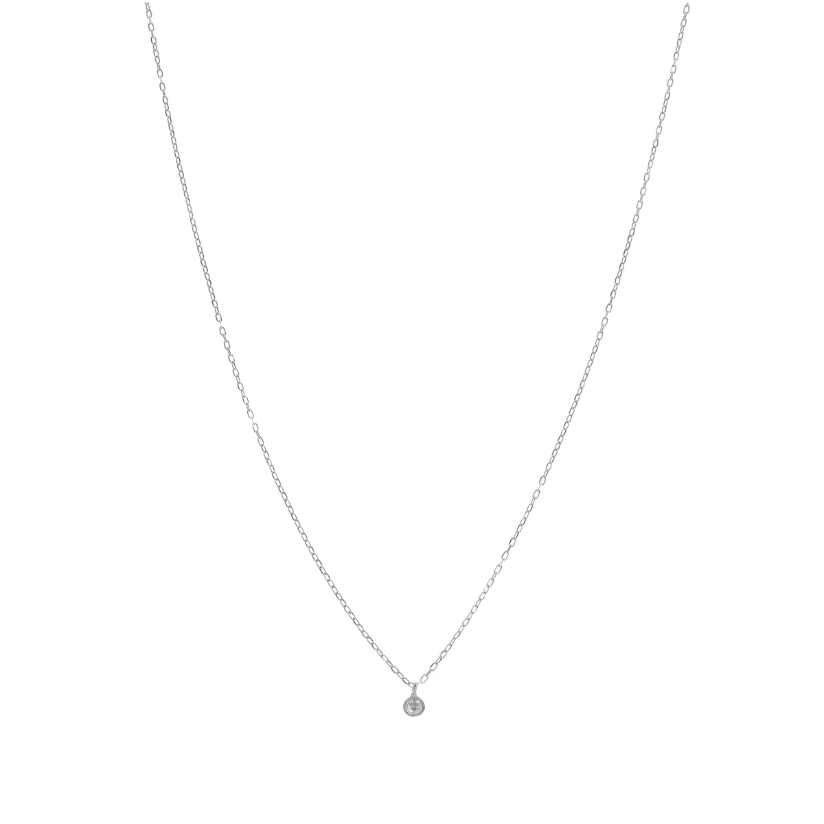 Collar Oro Blanco y Brillante CO13553