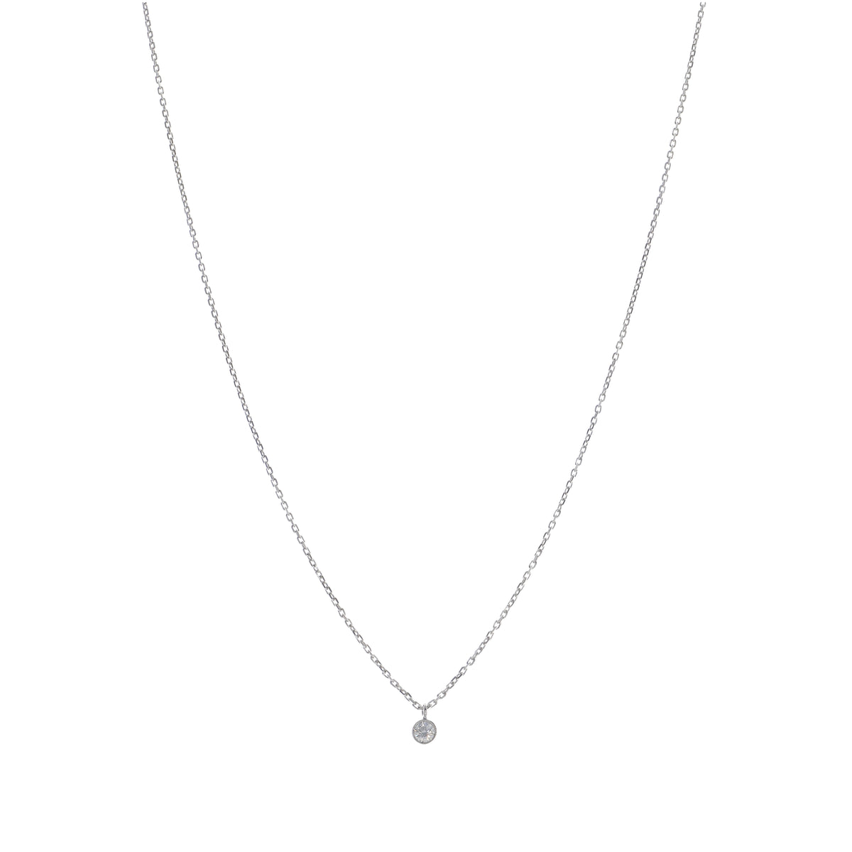 Collar Oro Blanco y Brillante CO13555