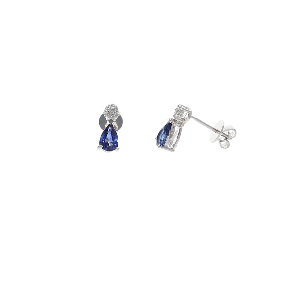 Aros Oro Blanco Zafiro Azul y Brillantes AR13310