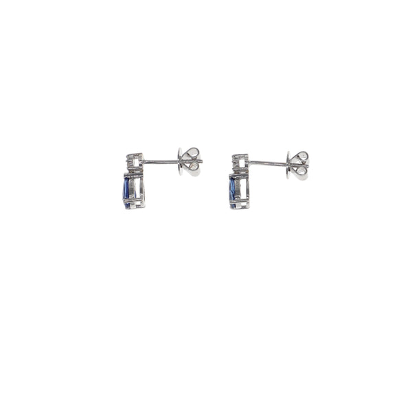 Aros Oro Blanco Zafiro Azul y Brillantes AR13310
