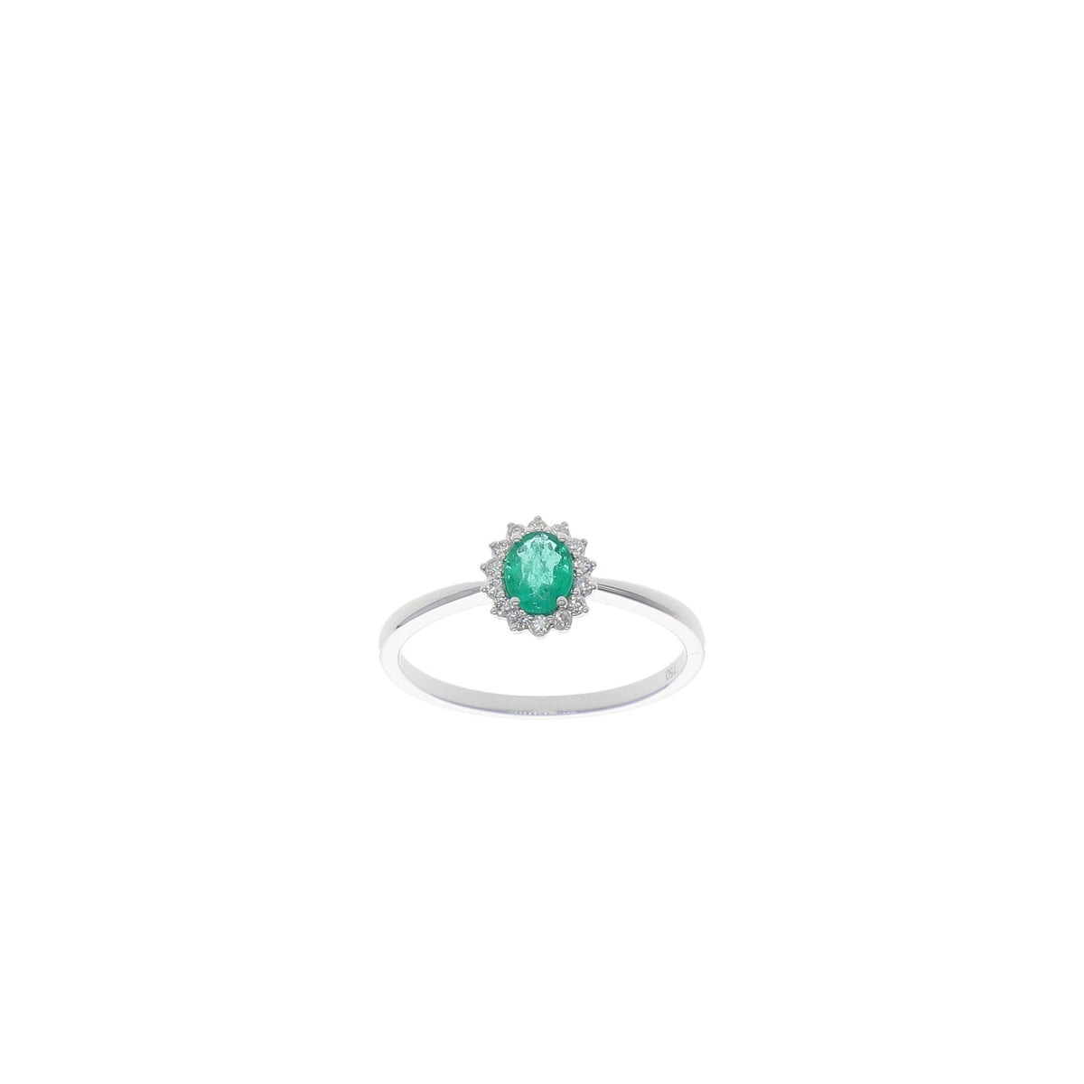 Anillo Oro Blanco Esmeralda y Brillantes AN13352